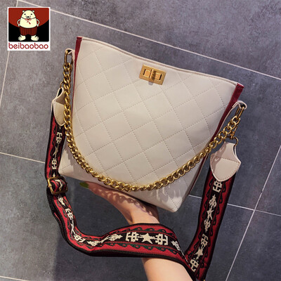 

Ins texture bag women 2019 new diamond chain bucket bag Korean version of Joker shoulder Messenger bag