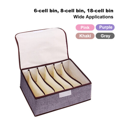 

Organizer Box 6818 Cell Bin Cotton Linen Underwear Box Saving Space Foldable Washable Multipurpose Receiving Box for Home Use