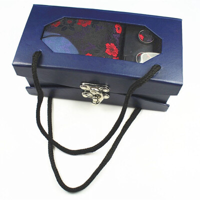 

Customized new tie four-piece high-grade polyester silk yarn-dyed jacquard cashew flower portable tie set