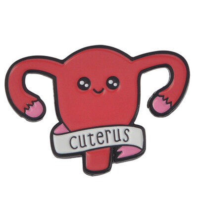 

Cartoon Funny Crystal Column Red Rose Feminist Roll Paper Pins Badges Brooches