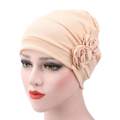 

Women\s Rose Flowers Muslim Beanie Cap Snood Cancer Hat for Chemo Hair Loss