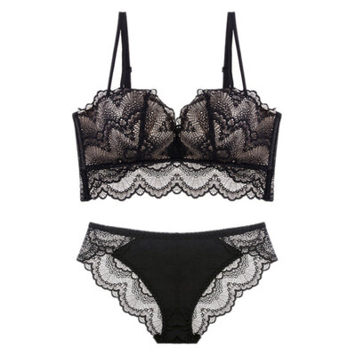 

New 34 cup Lace No Trace No Steel Ring Adjustment Type Beauty Back Bra Briefs Set low waist lace briefs bikini suit