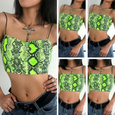 

New Women Snake Print Sleeveless Crop Tops Sport Yoga Vest Casual Shirt Tee Club