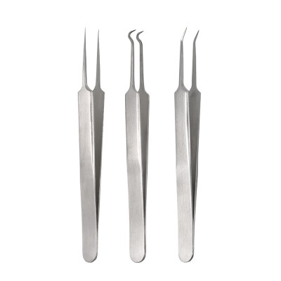 

3pcs Acne Clip Facial Pimple Comedone Nippers Curved Straight Blackhead Tweezer Set Stainless Steel Blemish Tools