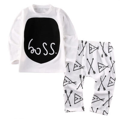 

US Stock Newborn Infant Baby Boys Clothes Cotton Tops Pants 2Pcs Set Outfits NEW