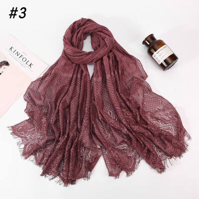 

Hui people hijab Muslim ladies headscarf wholesale 2019 new cross-border fashion lace scarf