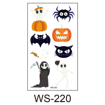 

New Style Cute Funny Halloween Cartoon Luminous Eco-friendly Tattoo Waterproof Safety Sticker