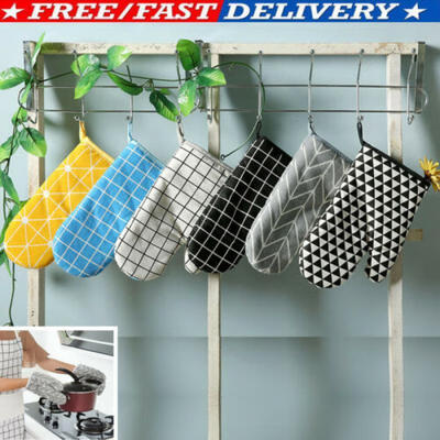 

Single Oven Gloves 100 Heat Resistant Cotton Oven Gauntlet Mitts