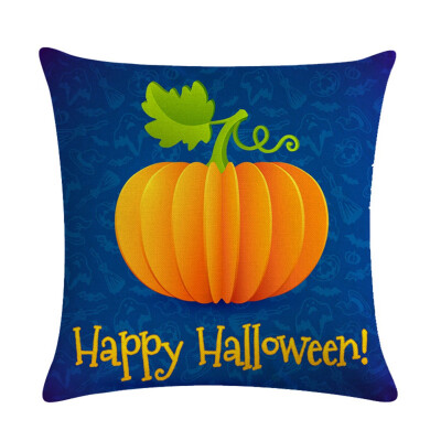 

18" Pumpkin Print Cotton Linen Cushion Cover Pillow Case Halloween Home Decor