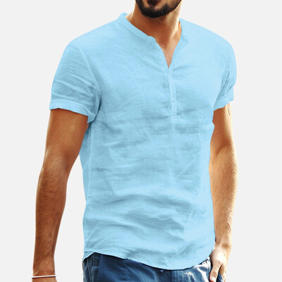 

Toponeto Mens Baggy Cotton Blend Solid Color Short Sleeve Retro T Shirts Tops Blouse