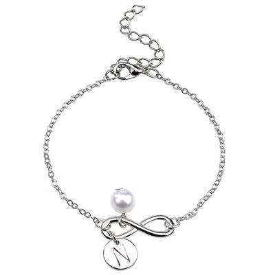 

Fashion Simple Personality 26 Letters Pendant Silver Beach Bracelet Fashion Girls Jewellery Hot Gift