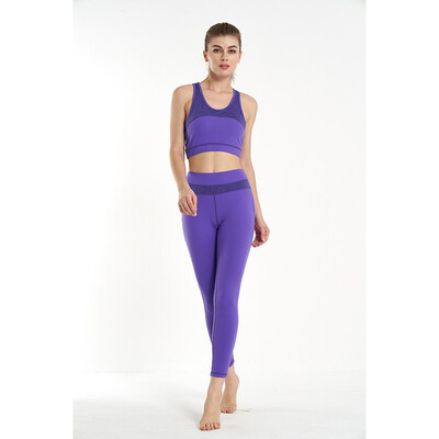 

Sports Bra Leggings Set Capri Women 2 Two Pieces Gym Yoga Wear Set 4 Way Stretch