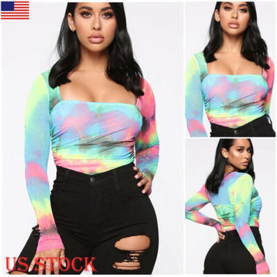 

Women square neck Short Romper Jumpsuit Bodysuit Stretch Leotard Pants Sexy US