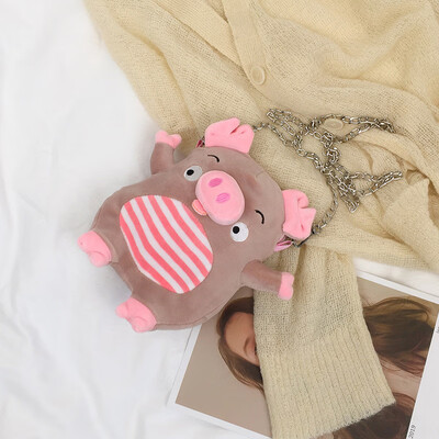 

2019 new fashion plush chain bag female personality cartoon crossbody bag cute foreign funny ugly cute pig bag