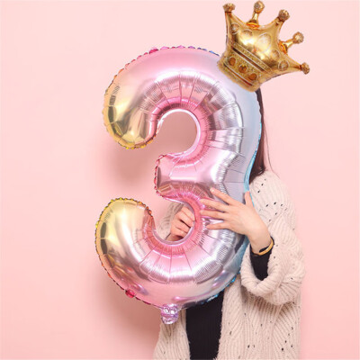 

Toponeto Crown Number Foil Balloons Number Ballon Happy Birthday Party Decoration 32 Inch