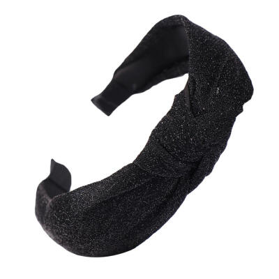 

Fashion Shiny Solid Color Twisted Hair Hoop Women Wide Cloth Headband Headwear