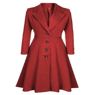 

Solid Notched Lapel Buttons Long Sleeves Coat