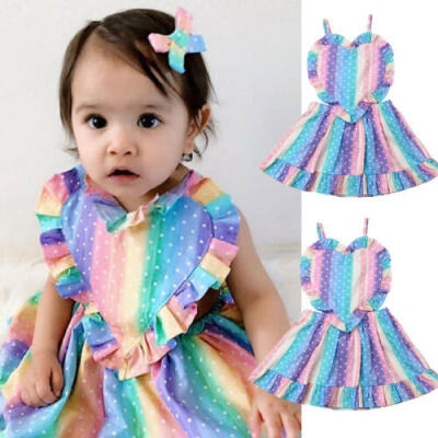 

Botique Toddler Baby Girl Love Colorful Strap Dress Romper Summer Outfit Clothes