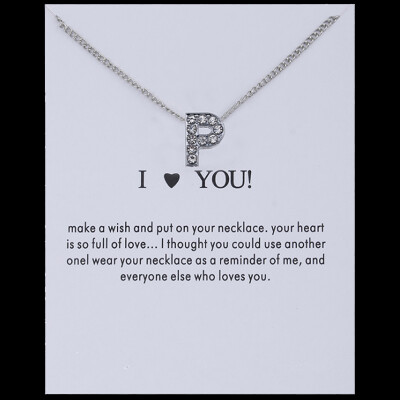 

Sale 26 Letters Pandent I Love You Fashion Simple Silvery Chain Rhinestone Charm Crystal Women Necklace Jewelry Gift