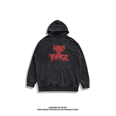 

MIJKO mens womens autumn&winter new personality print off the shoulder hooded hoodie retro wash men&women with the sweater