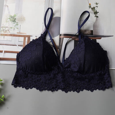 

Lace Bralette Seamless Deep V Bra Wireless Thin Underwear Sexy Lingerie Soft Bras For Women Mesh Triangle Push Up Padded Bra