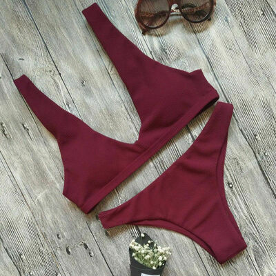 

Women Swimwear Bandage Bikini Set Push-up Padded Bra Bathing Suit 2pcs Swimsuit