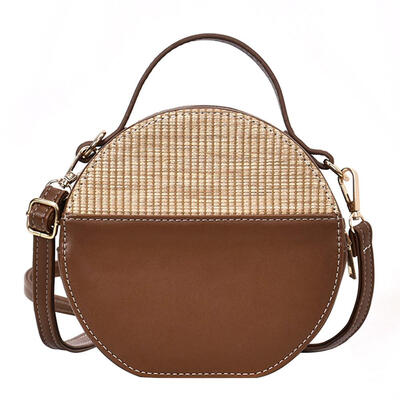 

Retro Women Straw PU Shoulder Handbags Casual Round Circle Messenger Bags