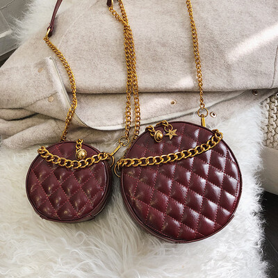 

Qiao Bani 2019 new Korean chic fashion five-star chain trend size single shoulder diagonal round handbag