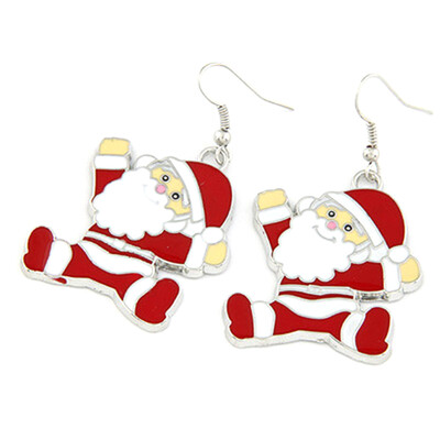 

1 Pair Christmas Gift Alloy Santa Claus Drop Dangle Earrings