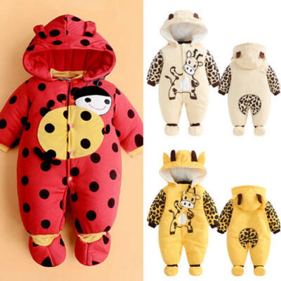 

UK Newborn Baby Boy Girl Warm Romper Jumpsuit Hooded Bodysuit Kid Clothes Outfit