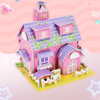 

Gotoamei 3D DIY Puzzle Castle Model Cartoon House Assembling Paper Toy Kid Early Learning