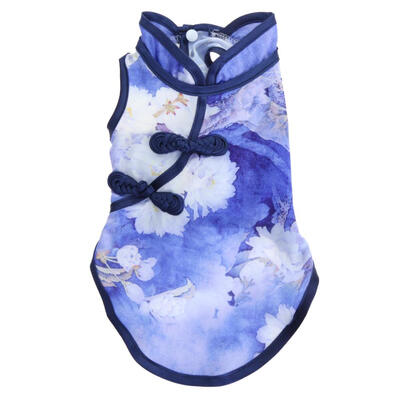 

Chinese Style Pet Clothes Puppy Skirt Cheongsam Cotton Dress for Teddy Dogs