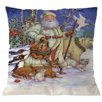 

〖Follure〗Merry Christmas Pillow Cases Linen Sofa Cushion Cover Home Decor Pillow Core