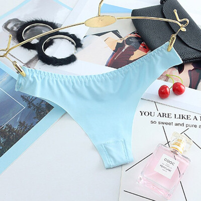 

Ice Silk Thong Sexy Pantie Seamless G String for Women Underwear Ladies String Underpants Low Waist Bikini sexy solid color