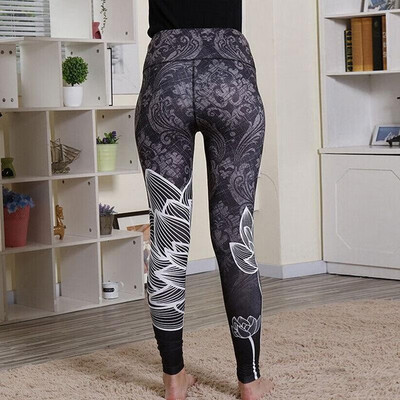 

New eaby Europe&the United States foreign trade lotus 3d digital printing leggings hip elastic high waist leggings female 3033