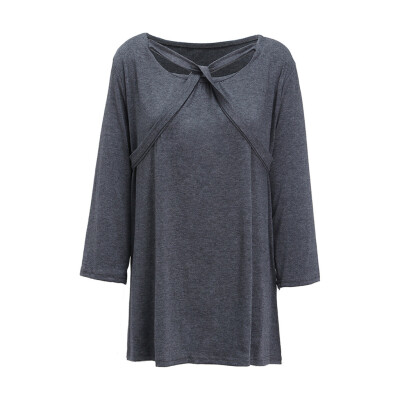 

Roseonmyhand Fashion Women Casual Plus Size Square Neck Bandage T-shirt Tops Blouse