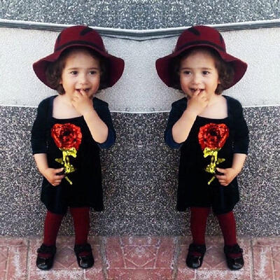 

Cute Toddler Kids Girls Silk Sequin 3D Flower Party Dress Sundress Clothes 1-6T