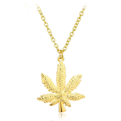 

Women Maple Leaf Marijuana Leaves Gold Silver Pendants Necklace Chain Jewelry