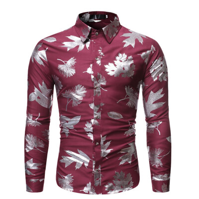 

Tailored Mens New Style Fashion stamped Long Sleeve Shirt Printed Long-Sleeved Blouse