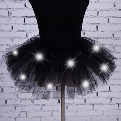 

Roseonmyhand Women 5 layers Mesh Tulle Skirt Princess Skirt With LED Small BulbSkirt