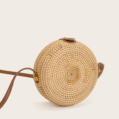 

Bali Island Hand Woven Bag Round Bag buckle Rattan Straw Bags Satchel Wind Bohemia Beach Circle Bag