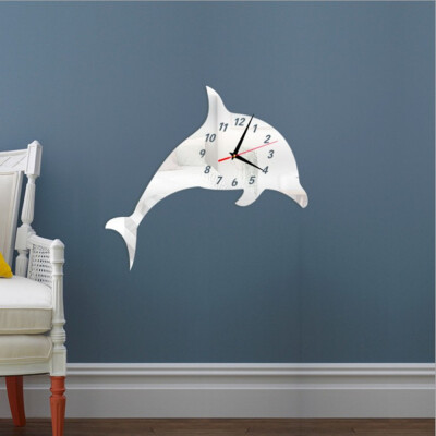 

Toponeto Mirror Surface Dolphin Wall Sticker DIY Mirror Wall Clock