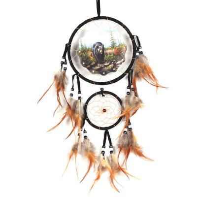 

Animal Design Handmade Dream Catcher with Feathers Car Wall Hanging Decor