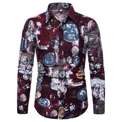 

Tailored Mens Casual Button Turn-Down Collar Slim Fit Long Sleeve Top Shirt Blouse