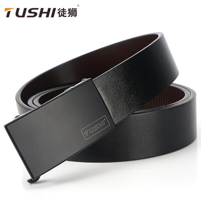 

Double-sided leather mens belt automatic buckle two-layer leather belt business mens belt pure leather