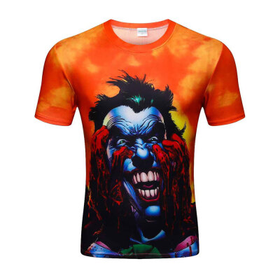 

Summer Men\s Short Sleeve Digital Print Clown 3D Loose T-Shirt