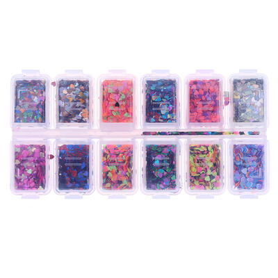 

12 Colors Nail Art Accessories Heart-Shaped Sequins for Nail Gel