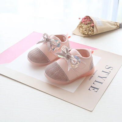 

Baby Girl Shoes Breathable Anti-Slip Shoes With Bowknot Sneakers Toddler Soft Soled First Walkers