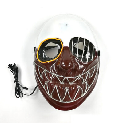 

One-eyed Grimace Shape jagged face Glowing Scary mask EL Wire Face Mask for Halloween Party Cosplay Costume Stage Performance