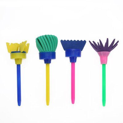 

4pcs Plastic Rotate Spin Sponge Paint Drawing Brush Interactive Gift Toy